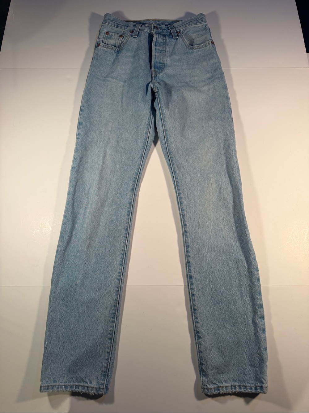 Levi's Big E, Button Fly, Light Blue Straight Leg Jeans - Women 23x32